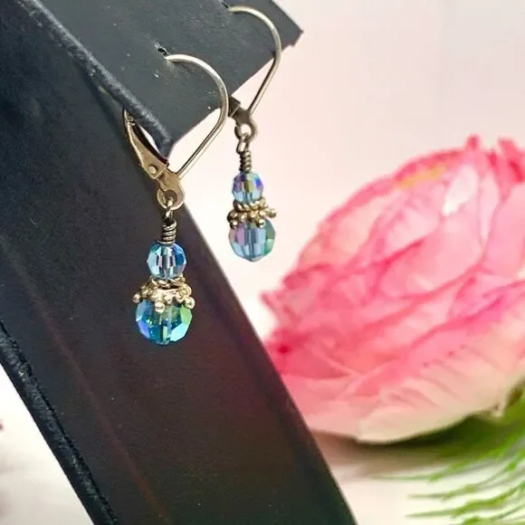 VINTAGE⚜️STERLING SILVER Austrian Crystal Necklace, Bracelet & Earrings Set - Picture 9 of 13